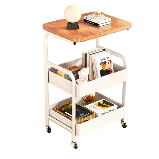 Carrito Organizador Con Ruedas 3 Niveles Multiuso Madera