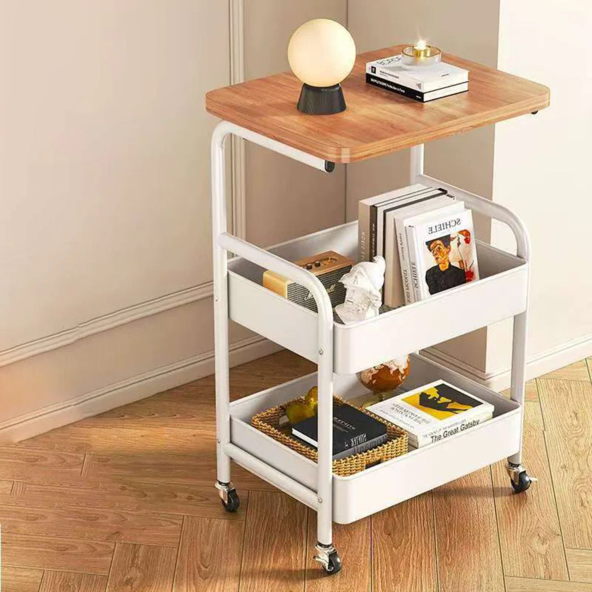 Carrito Organizador Con Ruedas 3 Niveles Multiuso Madera