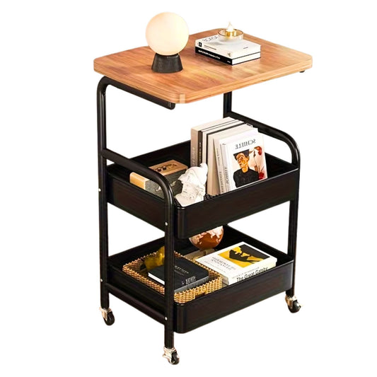 Carrito Organizador Con Ruedas 3 Niveles Multiuso Madera