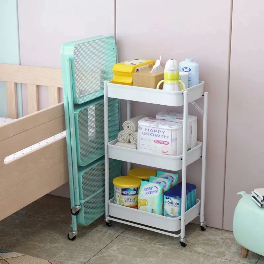 Carrito Organizador Plegable Con Ruedas 3 Niveles Multiuso
