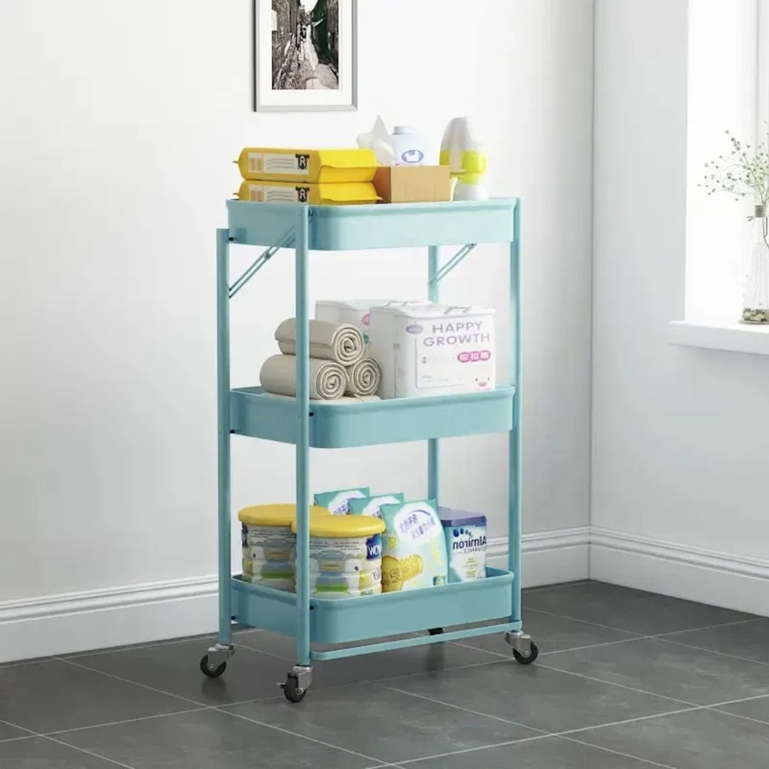 Carrito Organizador Plegable Con Ruedas 3 Niveles Multiuso