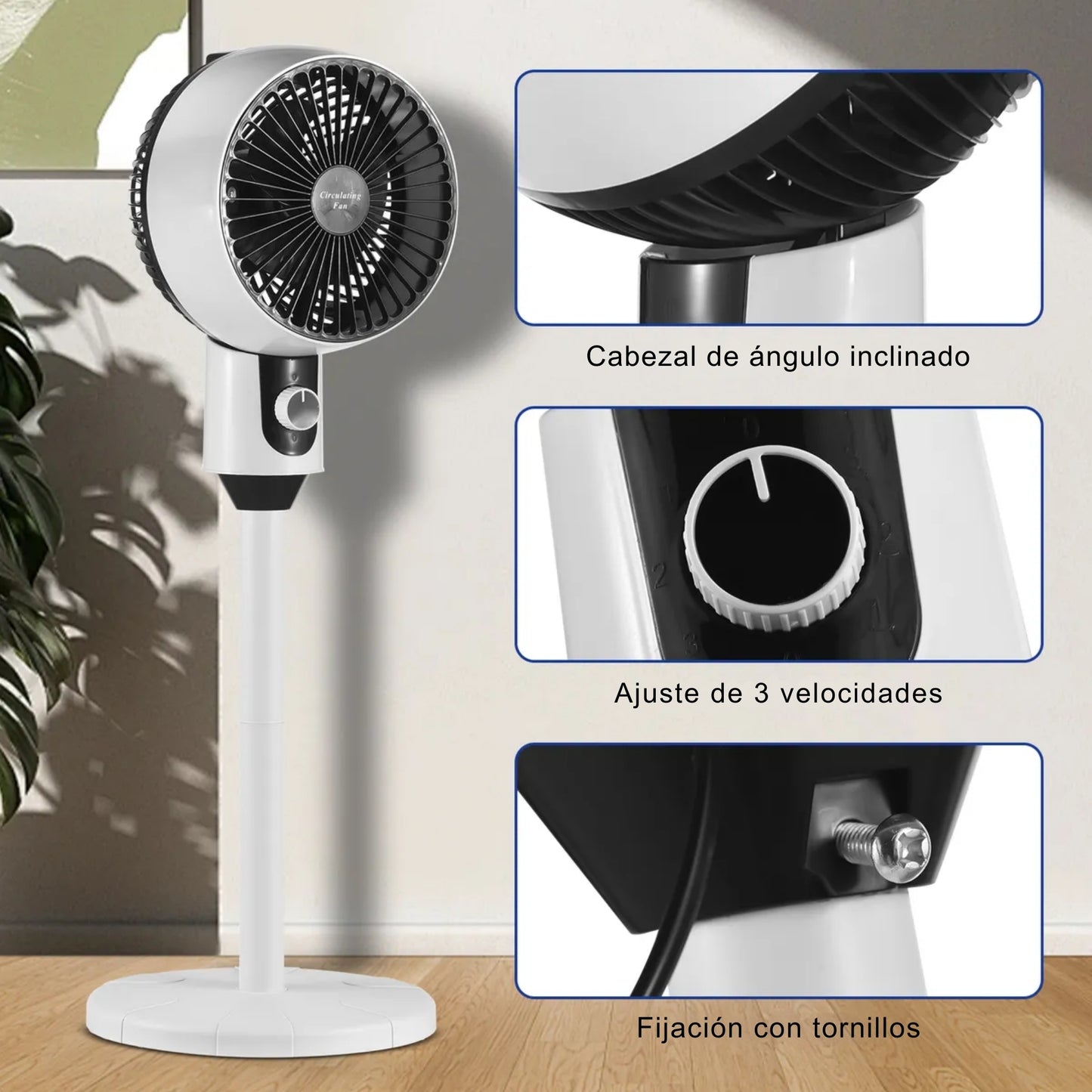 Ventilador De Pie Slim 30x87cm 3 Velocidades