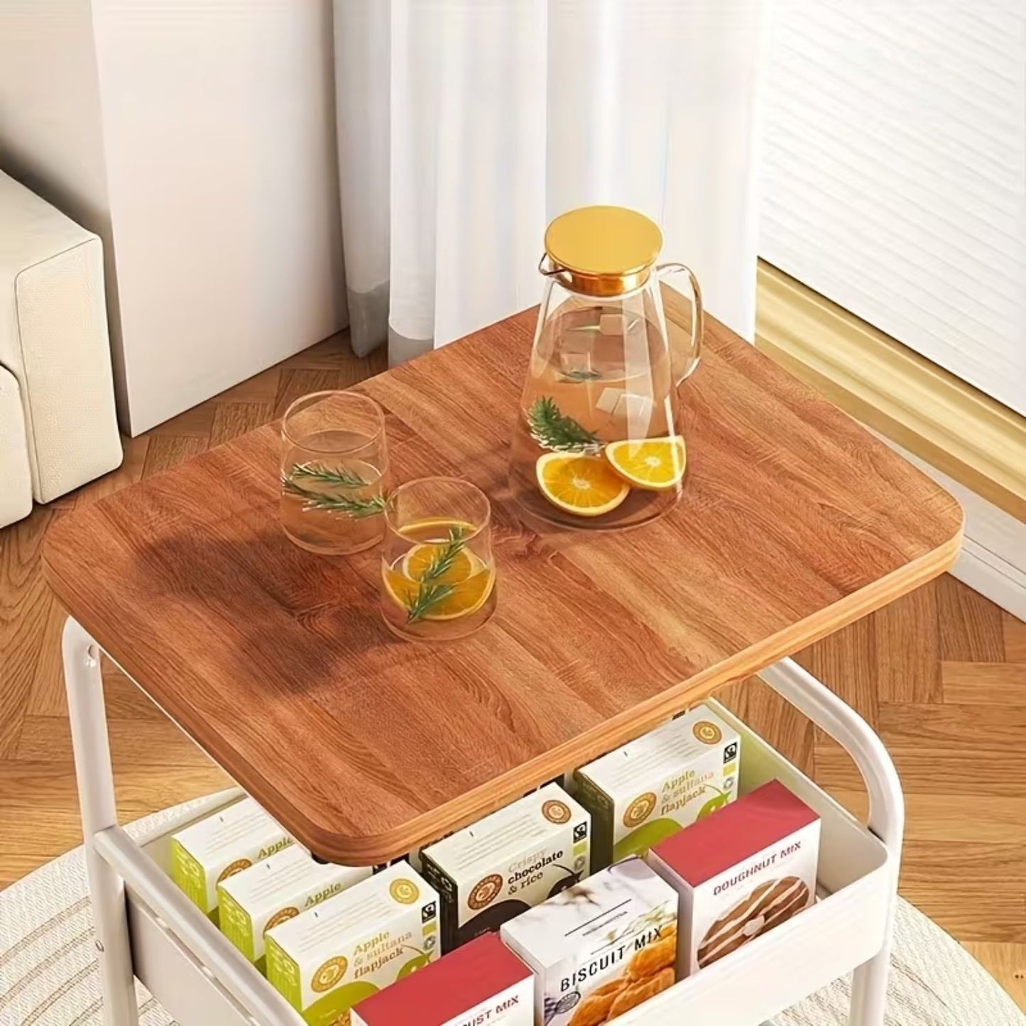 Carrito Organizador Con Ruedas 3 Niveles Multiuso Madera
