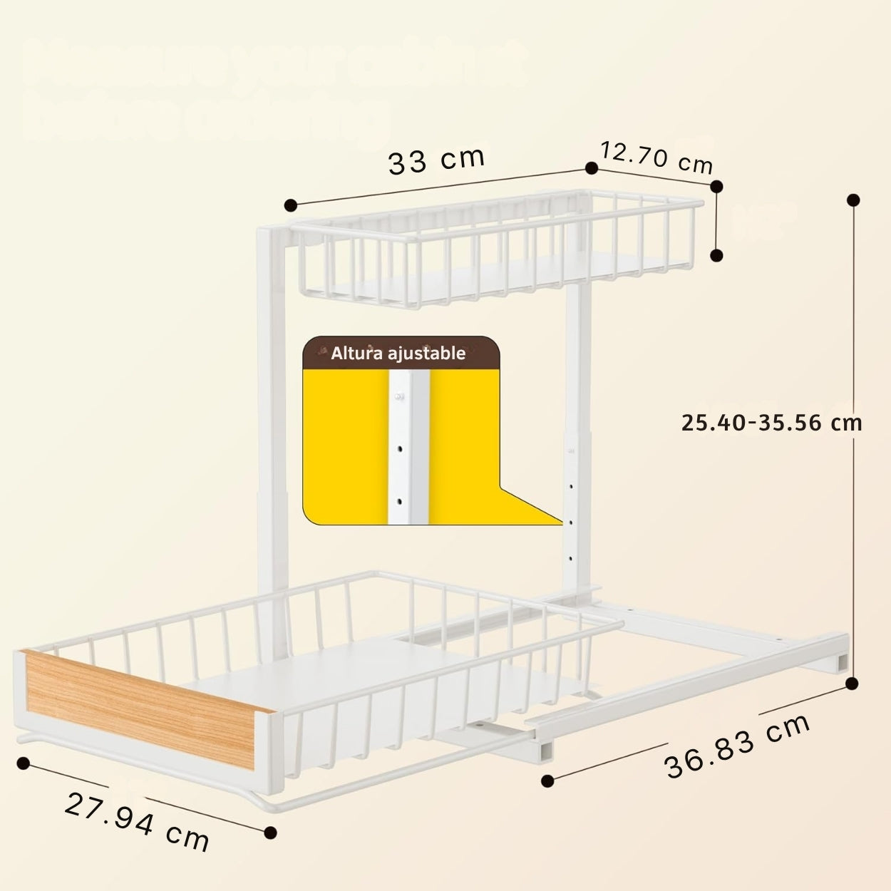 Organizador Bajo Fregadero 2 Niveles De metal madera