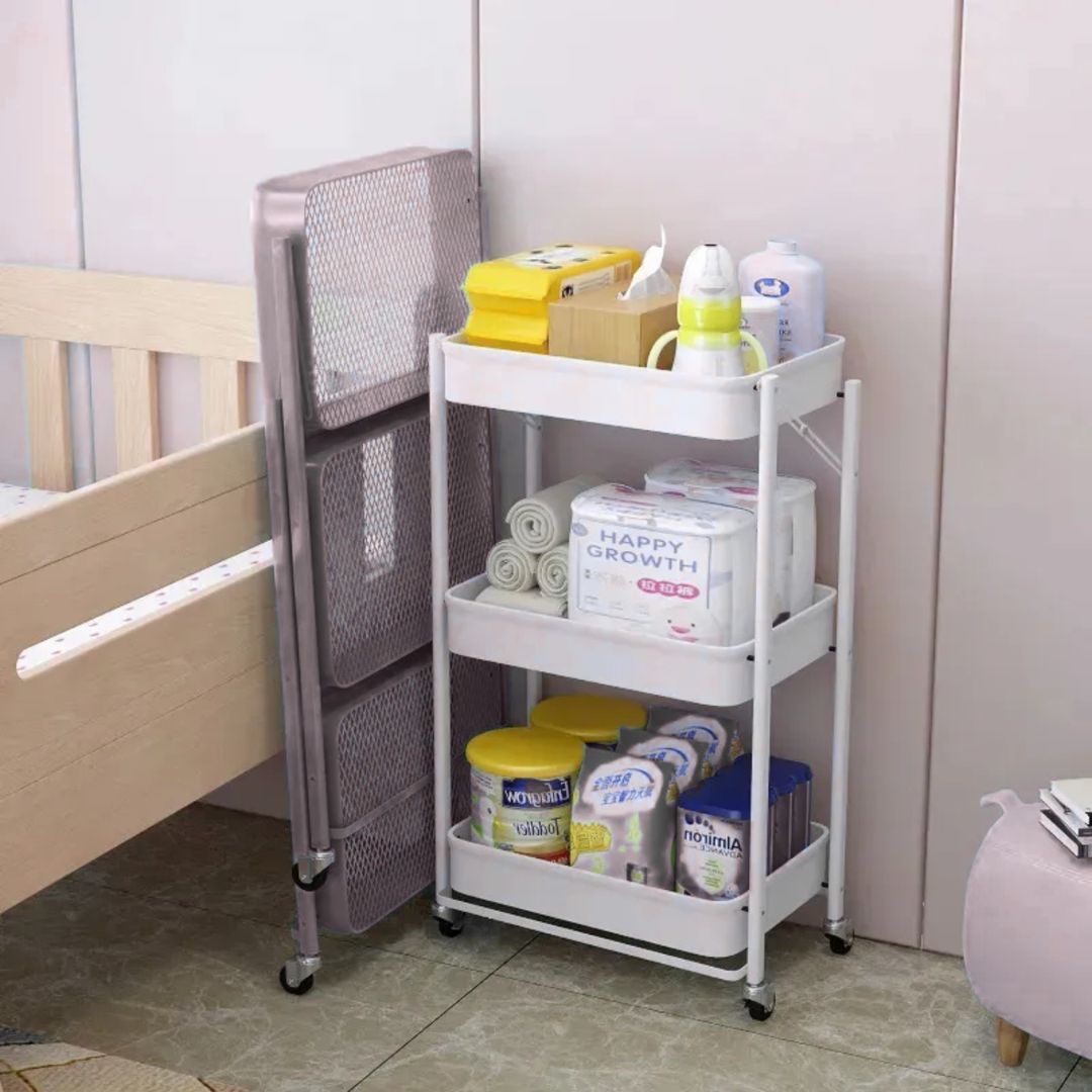 Carrito Organizador Plegable Con Ruedas 3 Niveles Multiuso