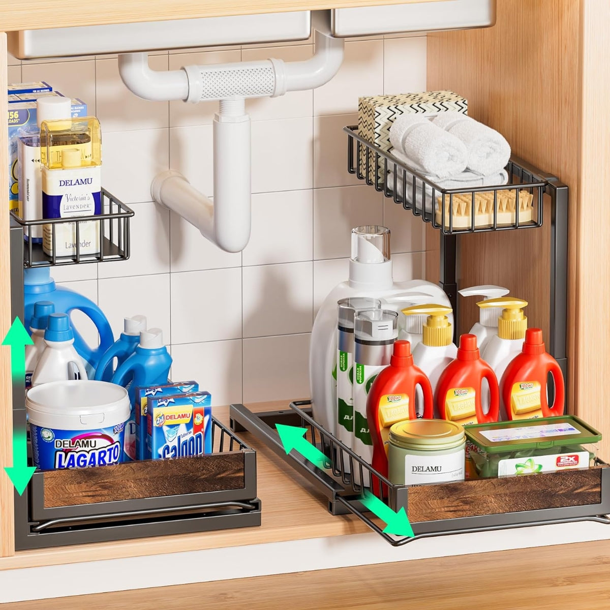 Organizador Bajo Fregadero 2 Niveles De metal madera