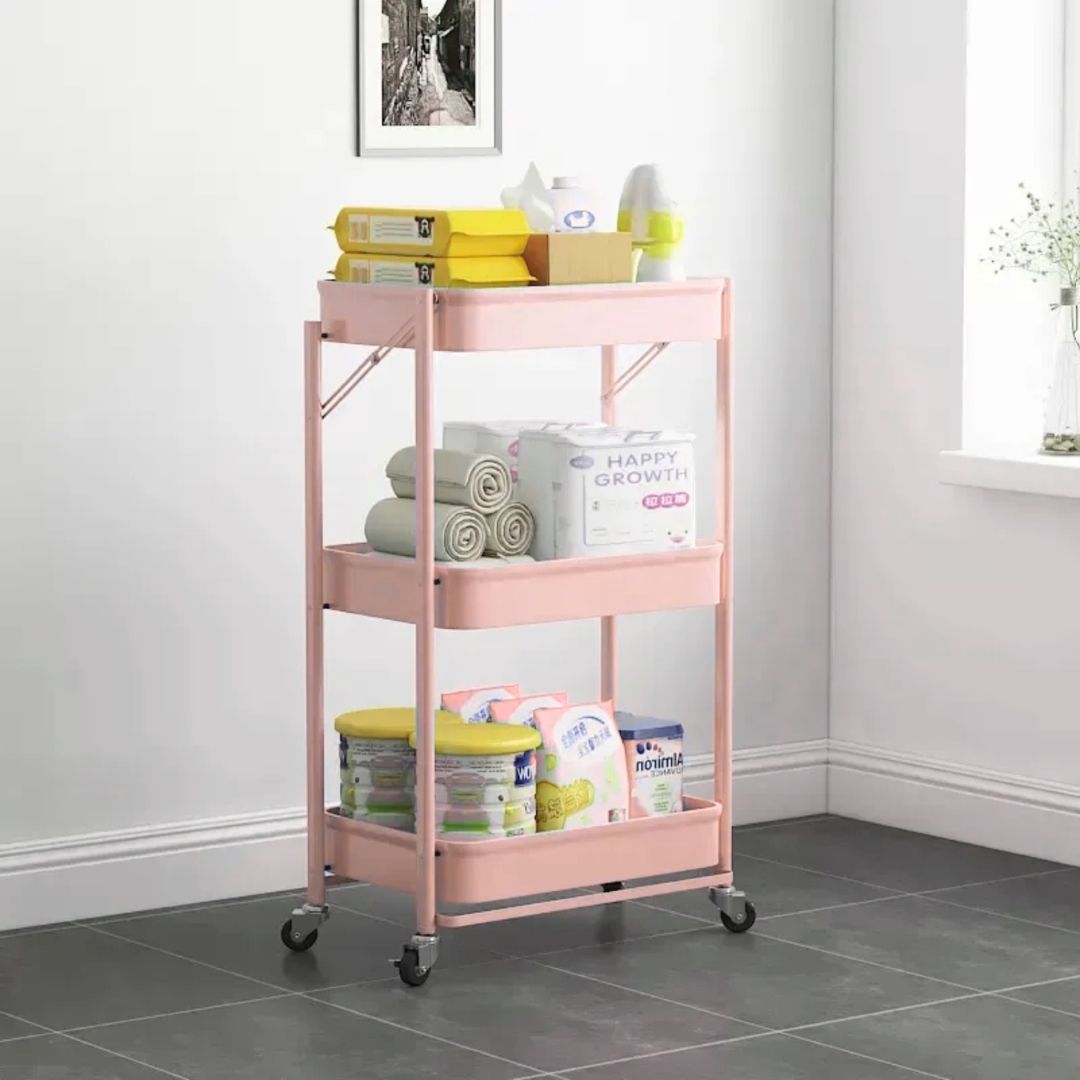 Carrito Organizador Plegable Con Ruedas 3 Niveles Multiuso