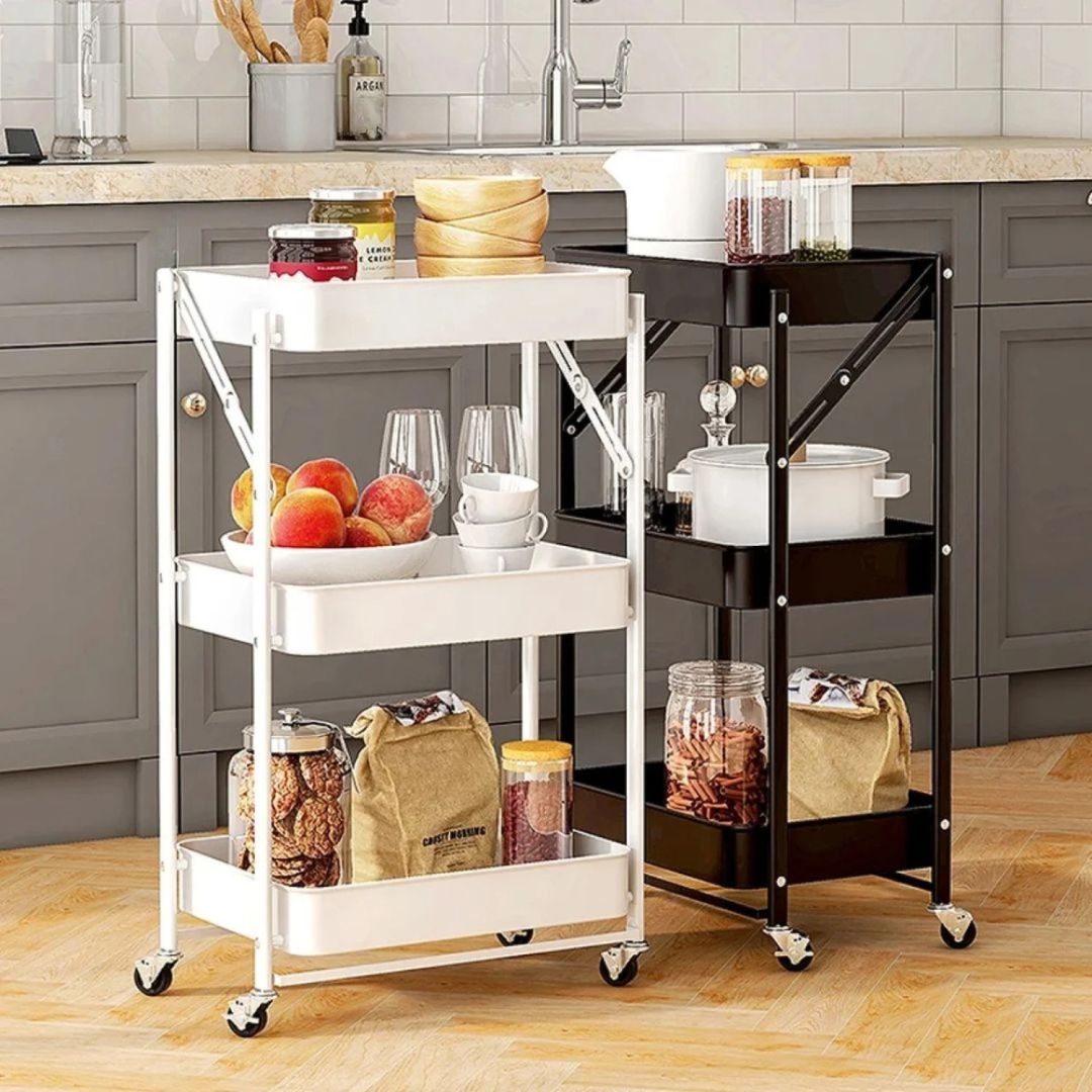 Carrito Organizador Plegable Con Ruedas 3 Niveles Multiuso