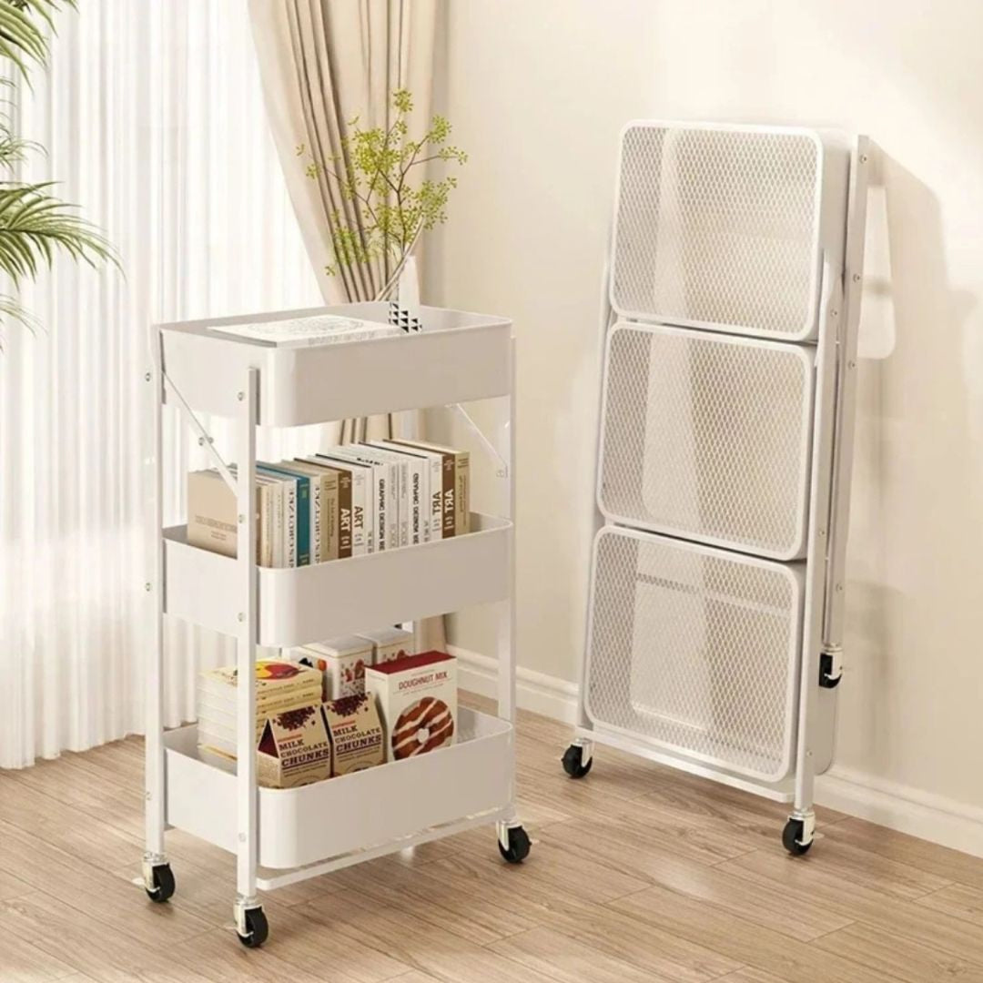 Carrito Organizador Plegable Con Ruedas 3 Niveles Multiuso