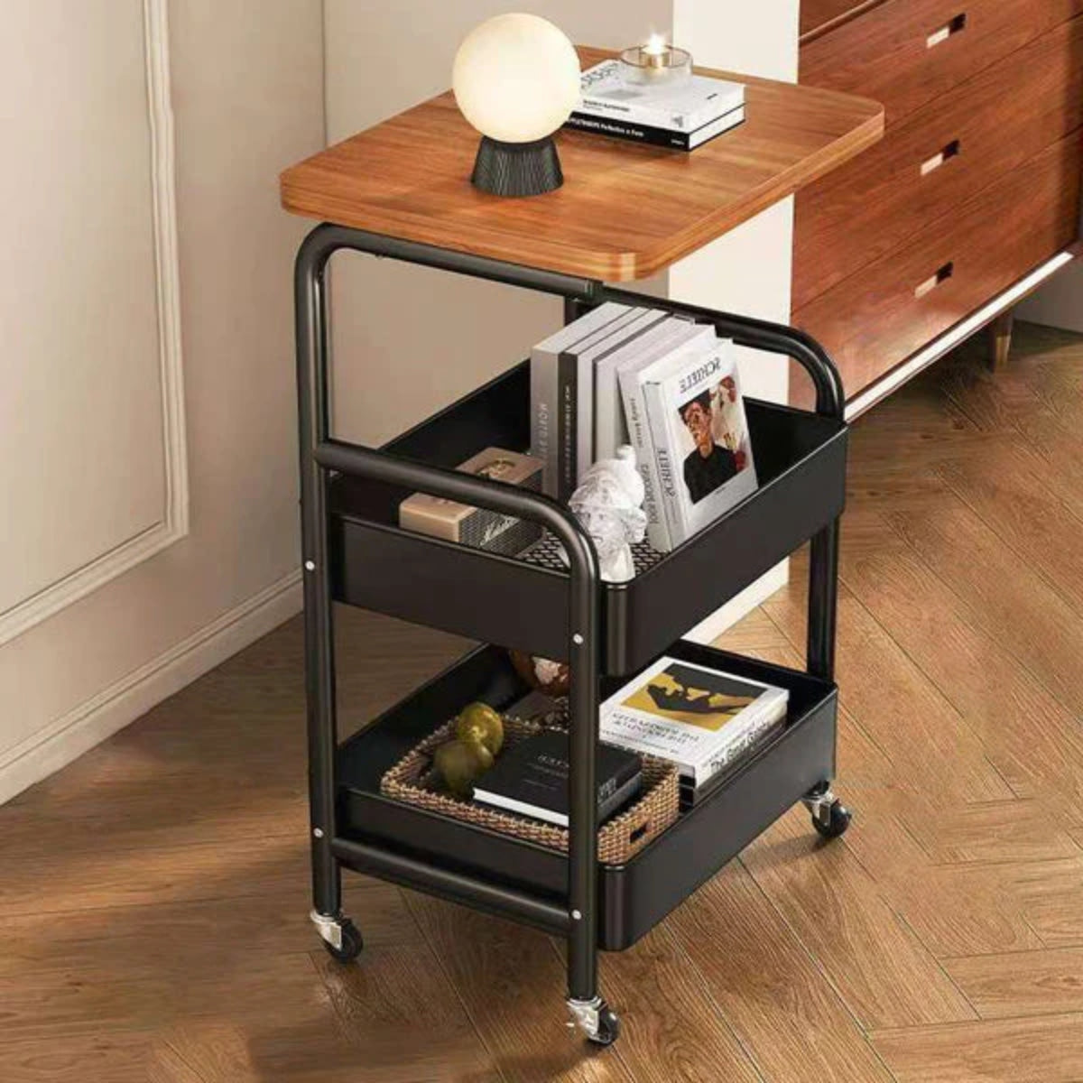 Carrito Organizador Con Ruedas 3 Niveles Multiuso Madera